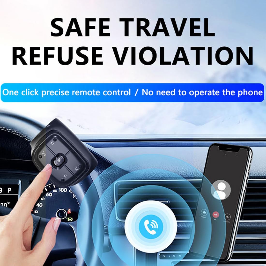 TikTok - Telecomando Bluetooth per auto, bici, moto, pulsante di controllo del volante, batteria ricaricabile integrata, compatibile con iPhone e telefoni Android