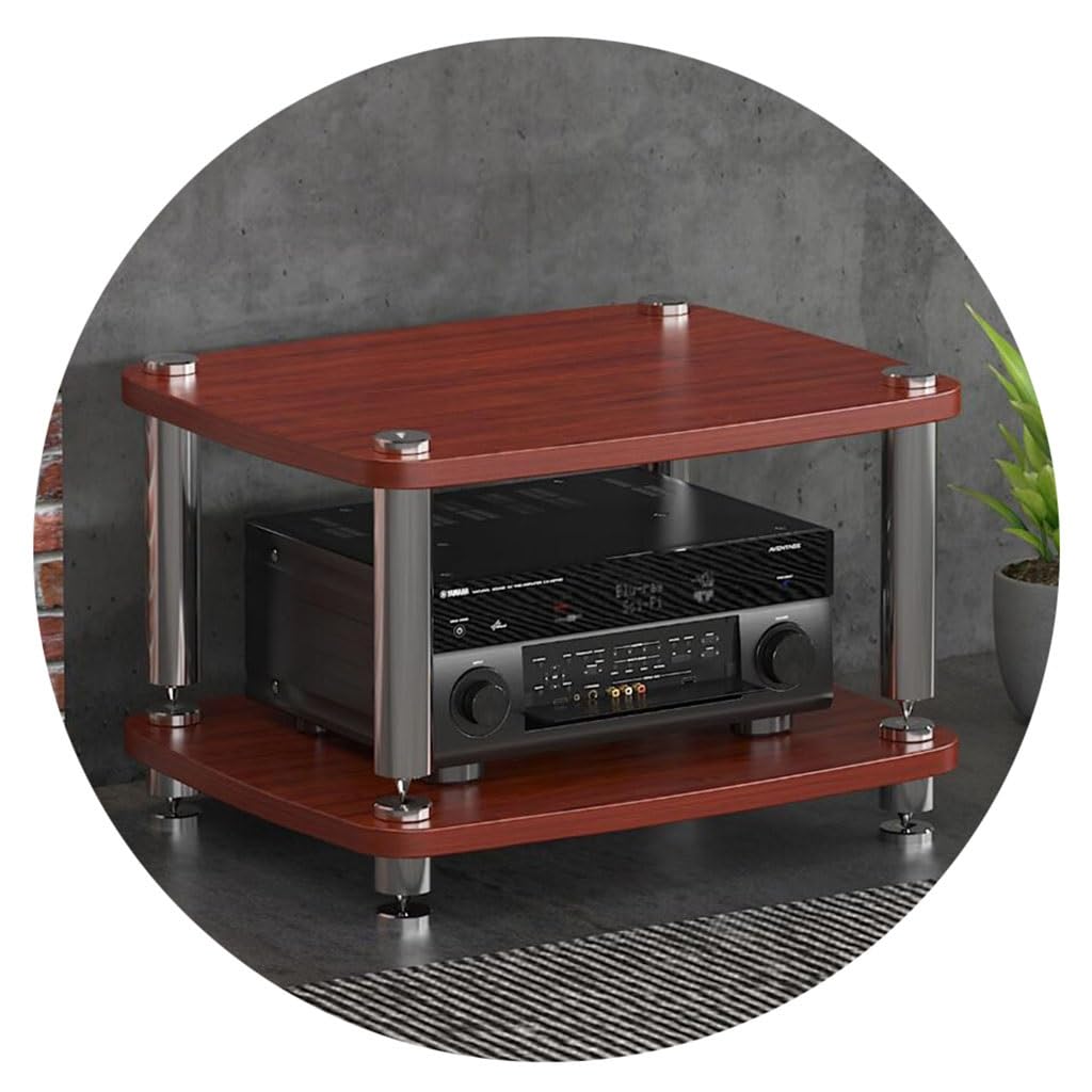 1/2/3/4-layer HIFI Audio Cabinet HIFI Stand Record Player MDF Stand Audio Rack With Shock-absorbing Feet Power Amplifier Shelf Equipment Cabinet (Color : Brown, Size : 60 * 48 * 38cm(2Tier))