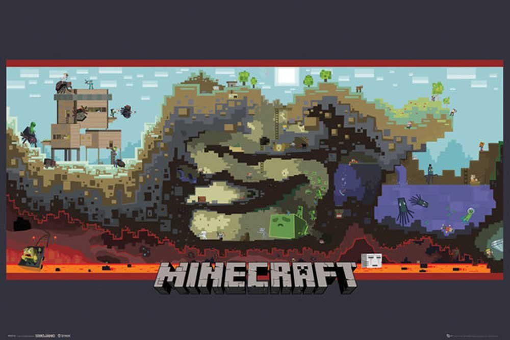 Empire - Poster Minecraft Underground + Accessori m. MDF-rahmen Maxi buche