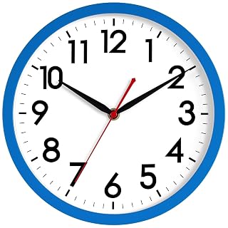 AKCISOT 12 Inch Wall Clock Silent Non Ticking Modern Wall Clocks Battery Operated, Analog Classic Clock Decorative for Bedroom, Kitchen, Home Office, Bathroom, School, Living Room(Blue) - Amazon product rated Grade A