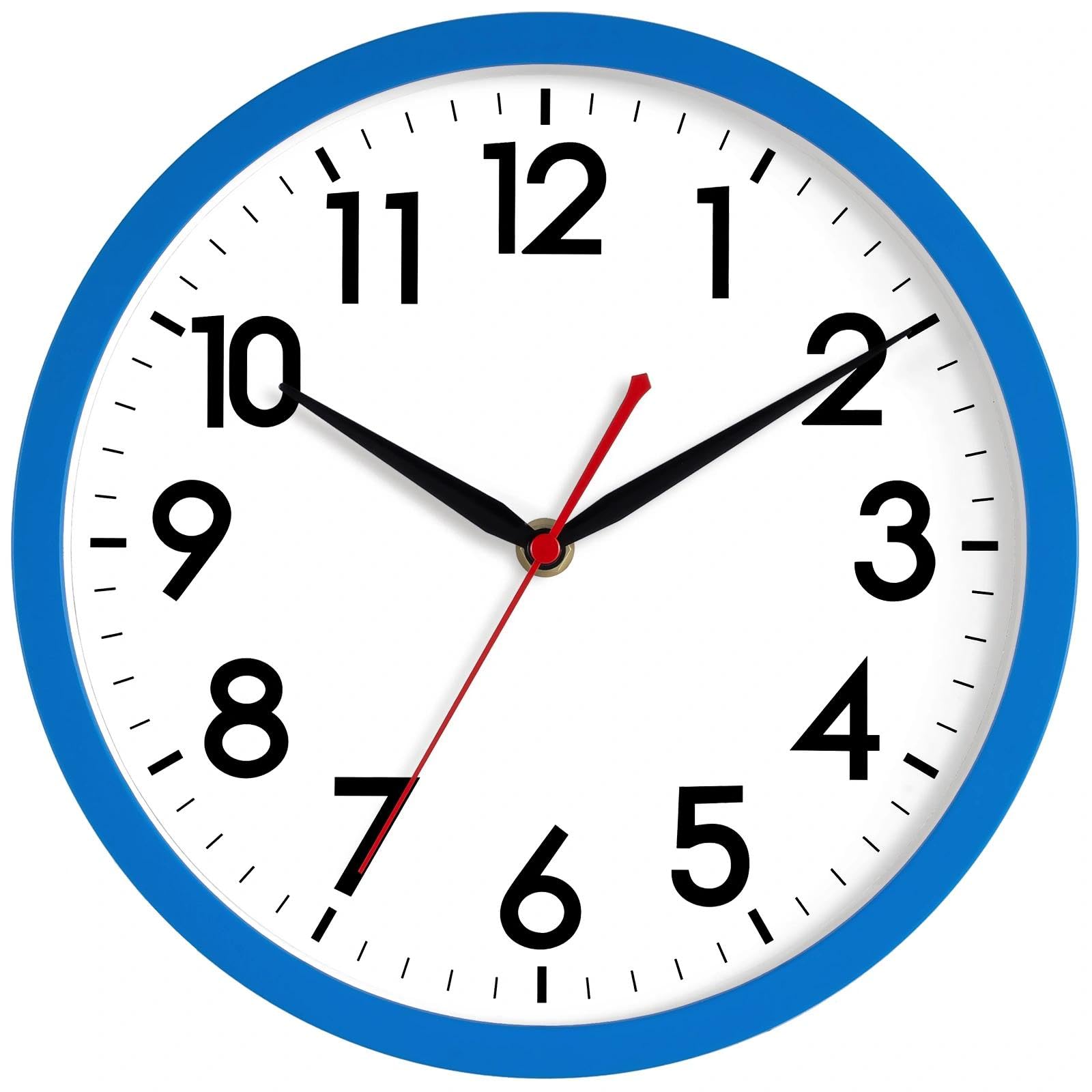 AKCISOT 12 Inch Wall Clock, Silent Battery Operated Analog Clock, Blue