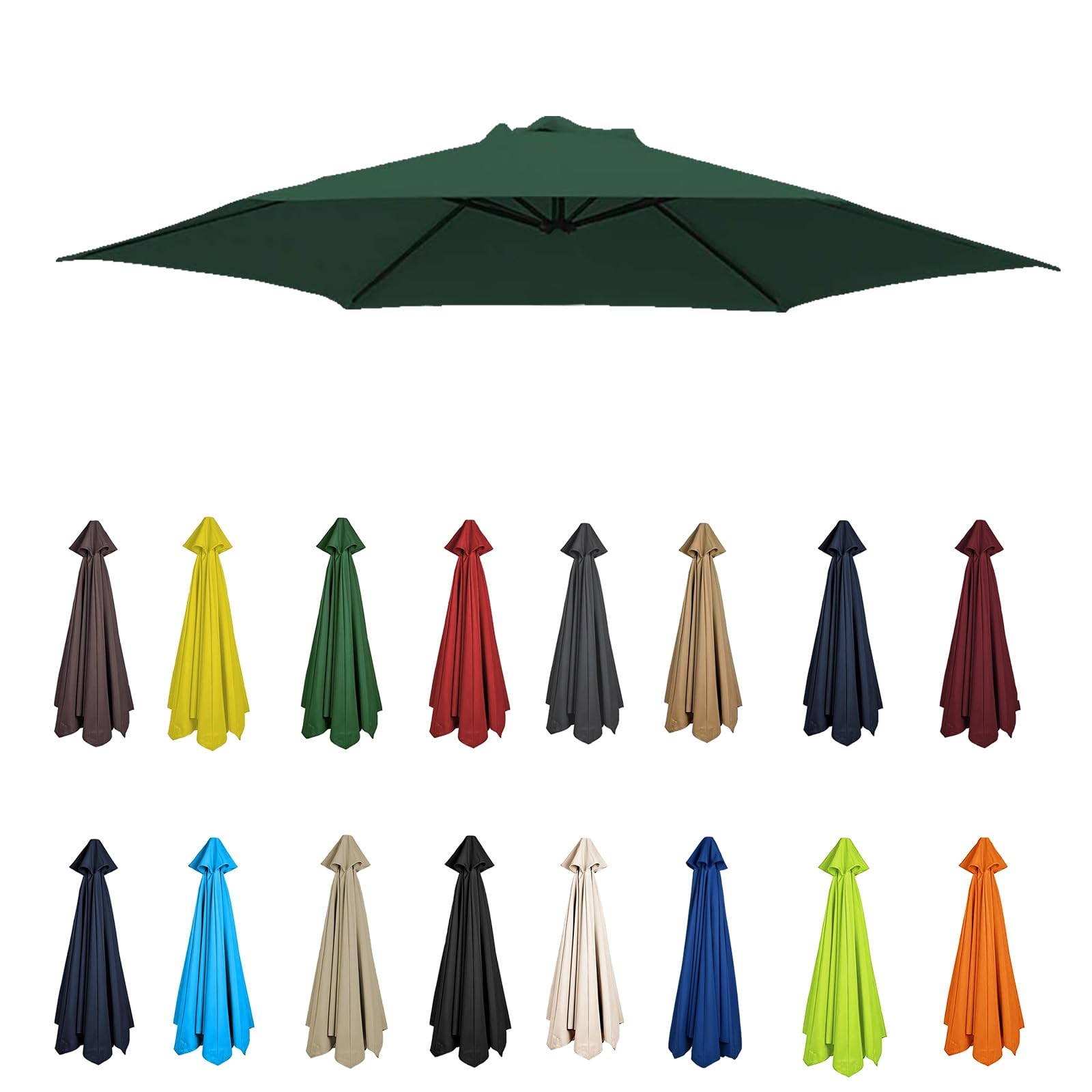 2m-3.5m Replacement Parasol Canopy, Umbrella Replacement Fabric, Garden Umbrella Replacement Cover, Outdoor Replacement Fabric, 6/8 Arms, replacement parasol fabric cover for Garden Umbrella(Dark gree