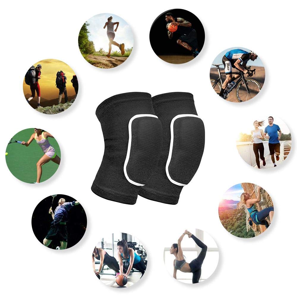 Genouillères Sport Réglables Avec Éponge Épaissie – Protection Volleyball, Danse, Yoga (Noir, Taille L)