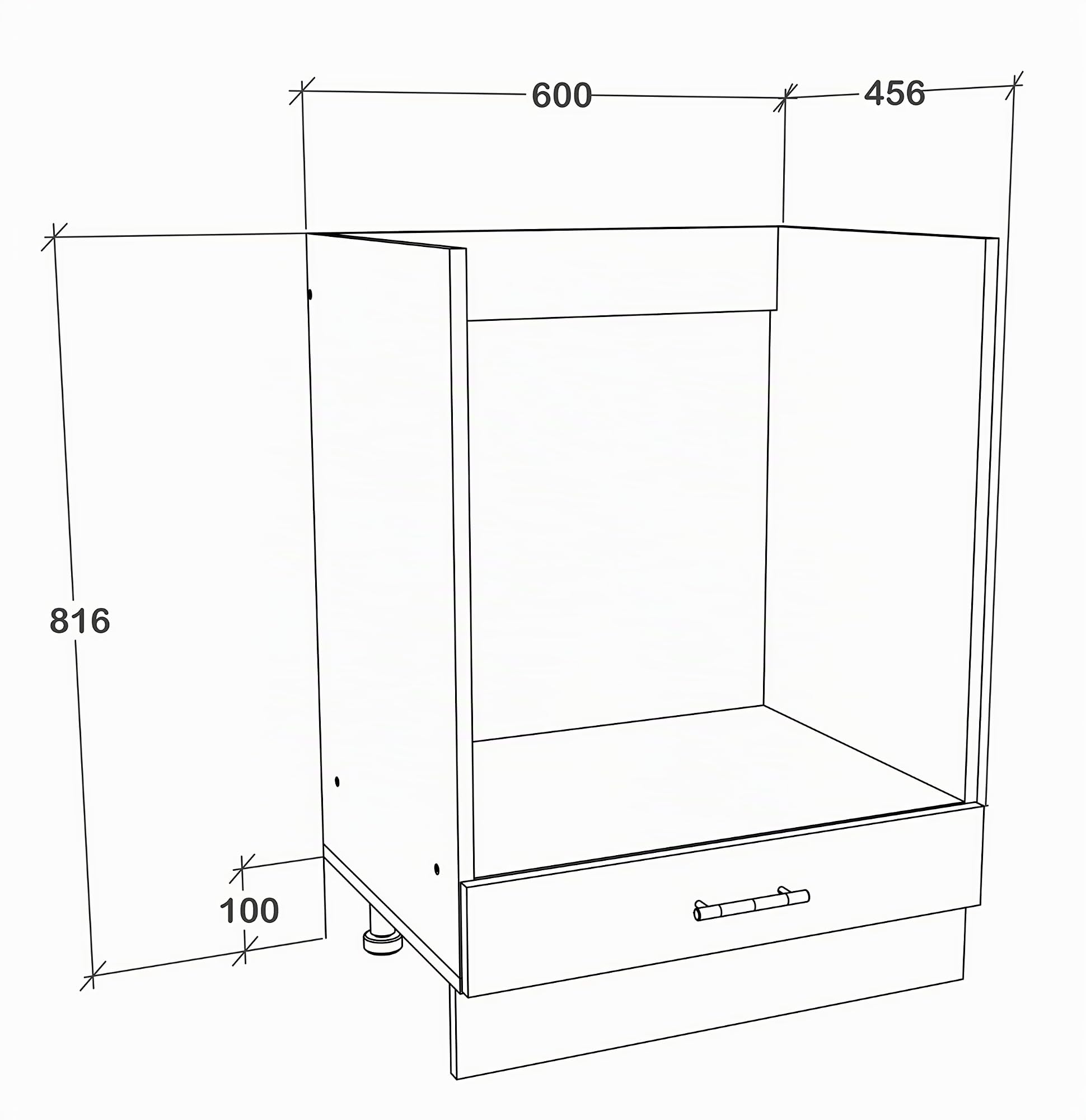 VCM Esilo Armoire de Four encastrée avec Compartiment supplémentaire Blanc Largeur 60 cm