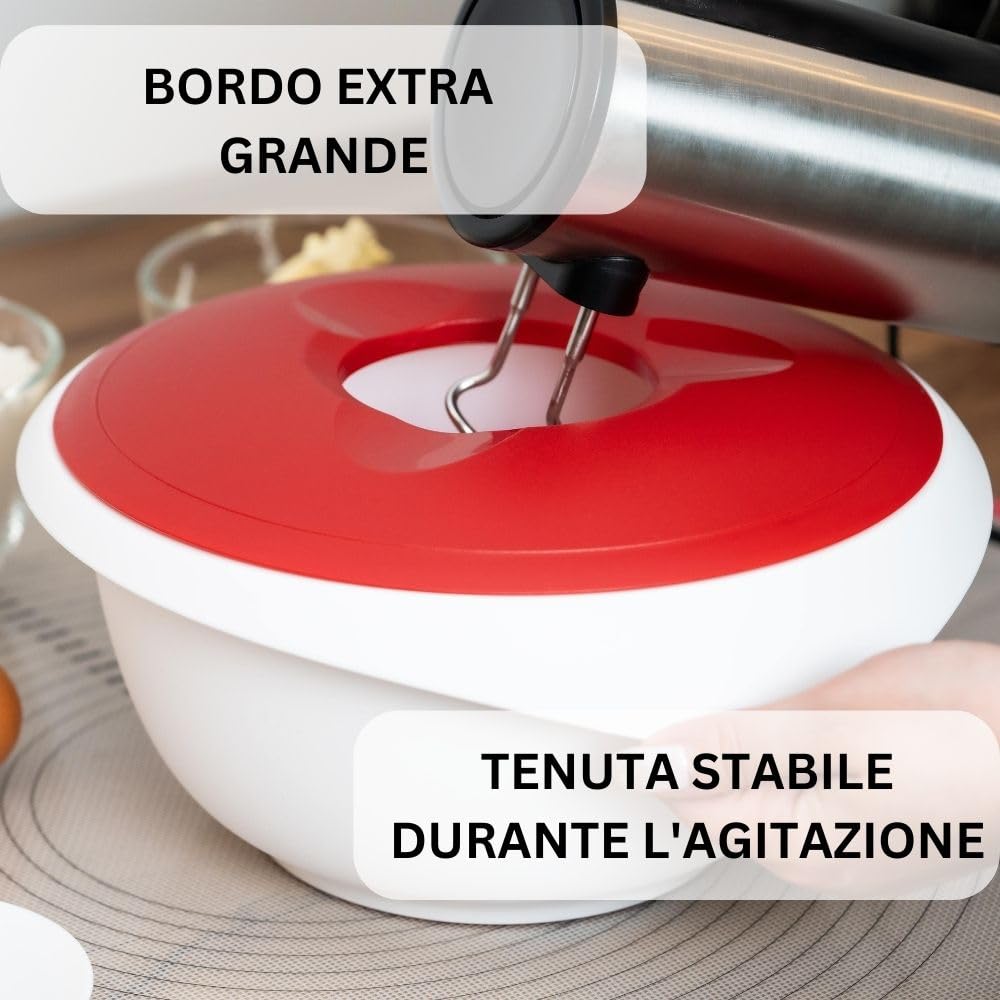 Westmark Ciotola da cucina con coperchio in due parti, 3,5 l, Con beccuccio, Plastica, Bianco/Rosso, 3155227R
