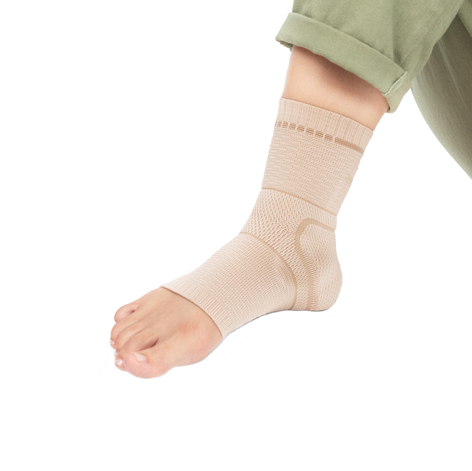b:joynz Ankle Support - Aids and Stabilizes the Ankle, and Helps to Alleviate and Prevent Pain during everyday activities - Beige - Size 4
