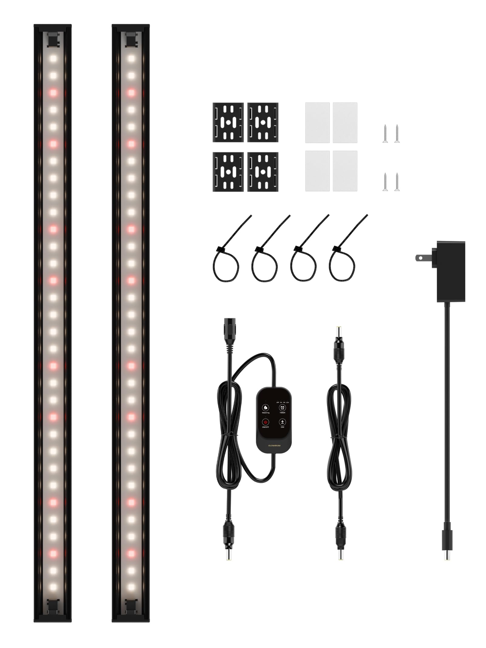 Luz de cultivo inteligente para plantas de interior, tiras de luz LED de espectro completo de 3500 K con temporizador automático de 3/9/12 H, atenuación continua, diseño modular, Plug and Play (negro