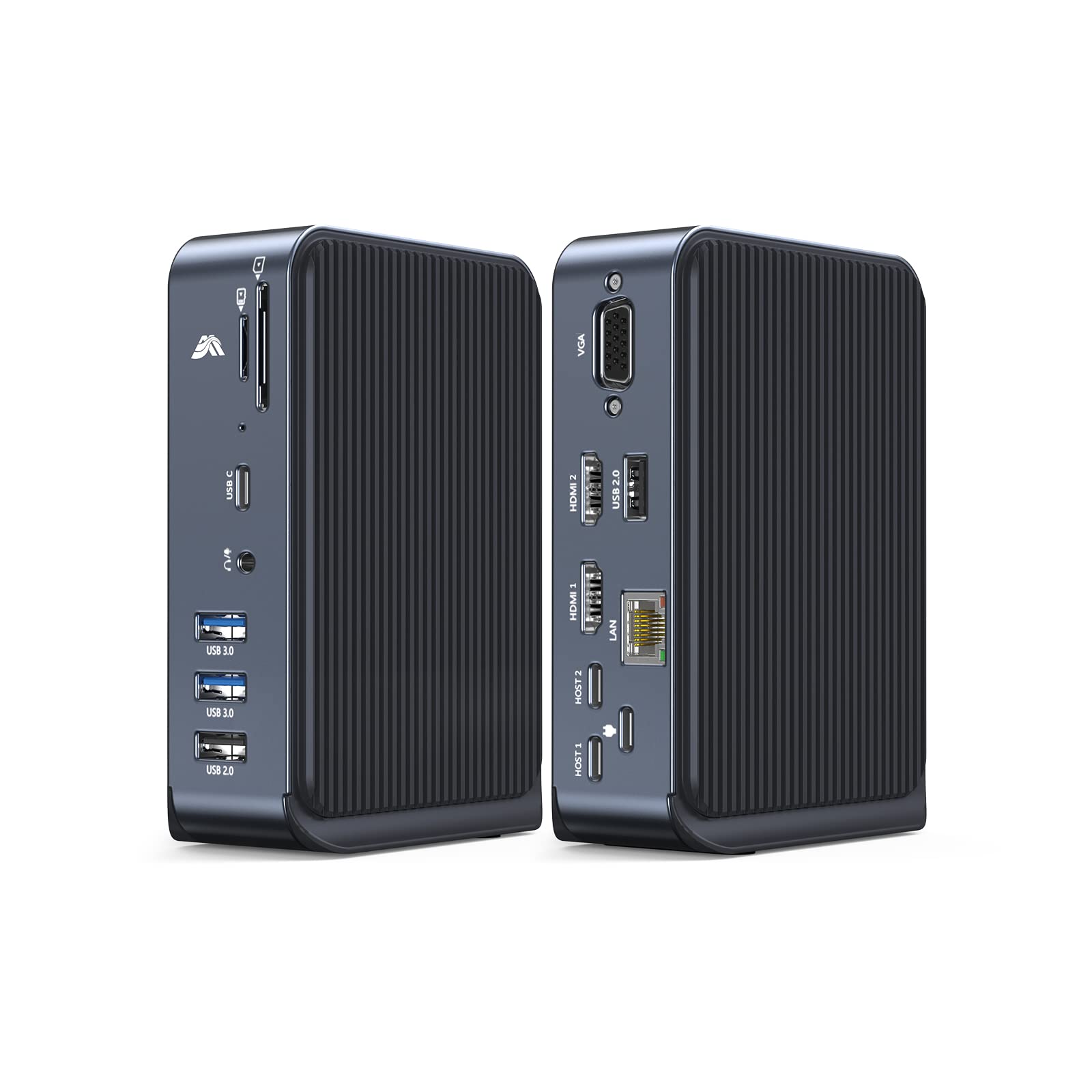 USB C Docking Station Dual Monitor for MacBook Pro/Air, 13 in 2 USB C Dock Dual 4K HDMI for Mac, Docking Station with 2 HDMI, VGA, 5 USB, USB C PD3.0, Gigabit Ethernet, SD/TF, Plug and Play