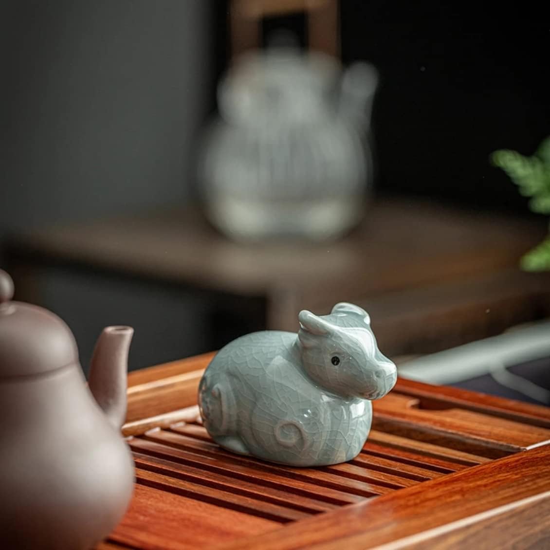 Figura Decorativa de cerámica China Retro con Forma de Caballo para el té: Adorno de Escritorio.