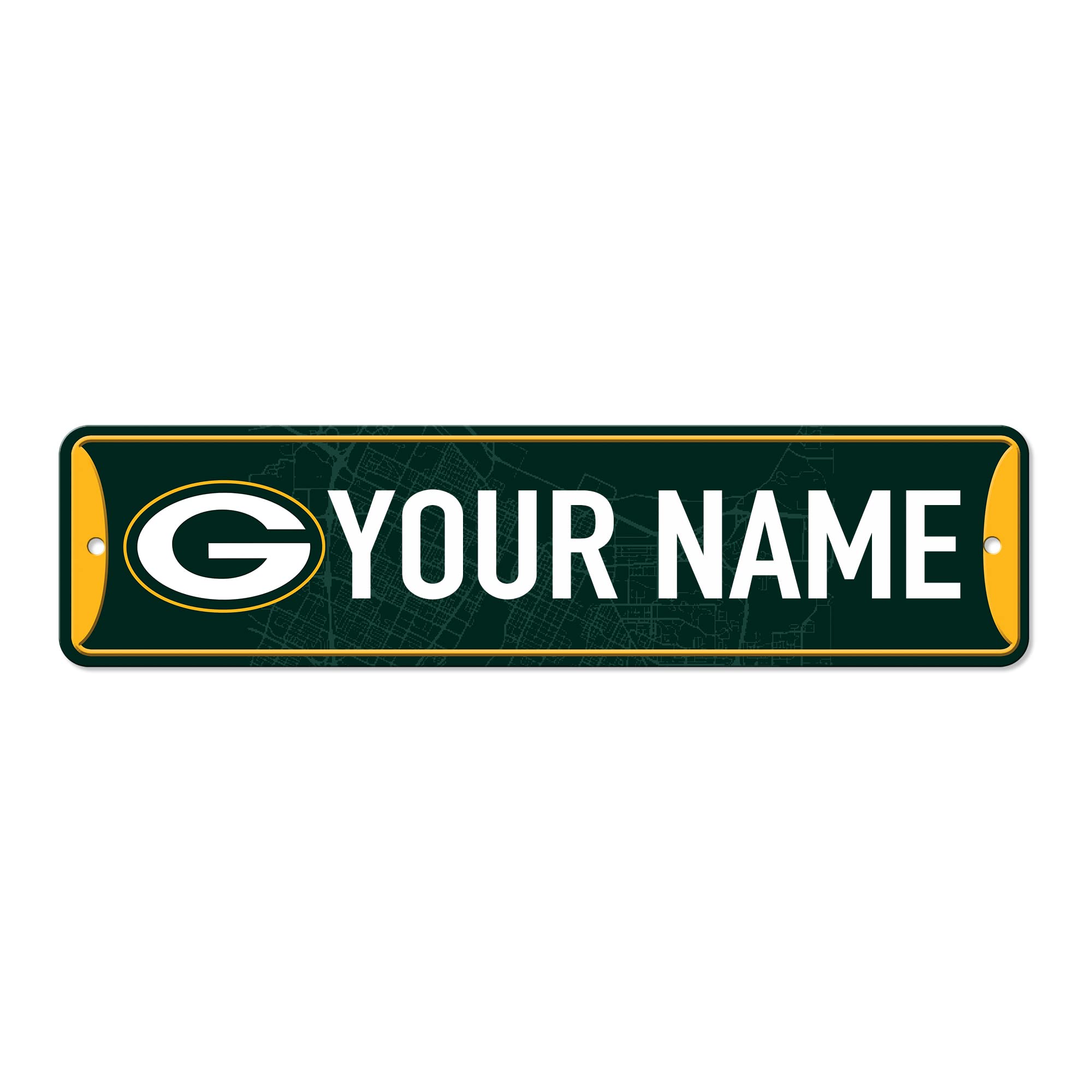Rico Industries NFL Football Green Bay Packers Primary Personalized Metal Street Sign 4" x 15" Home Décor - Bedroom - Office - Man Cave