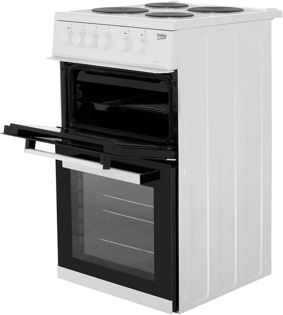 Beko KD533AW 50cm Twin Cavity Electric Cooker in White 4 Hotplate