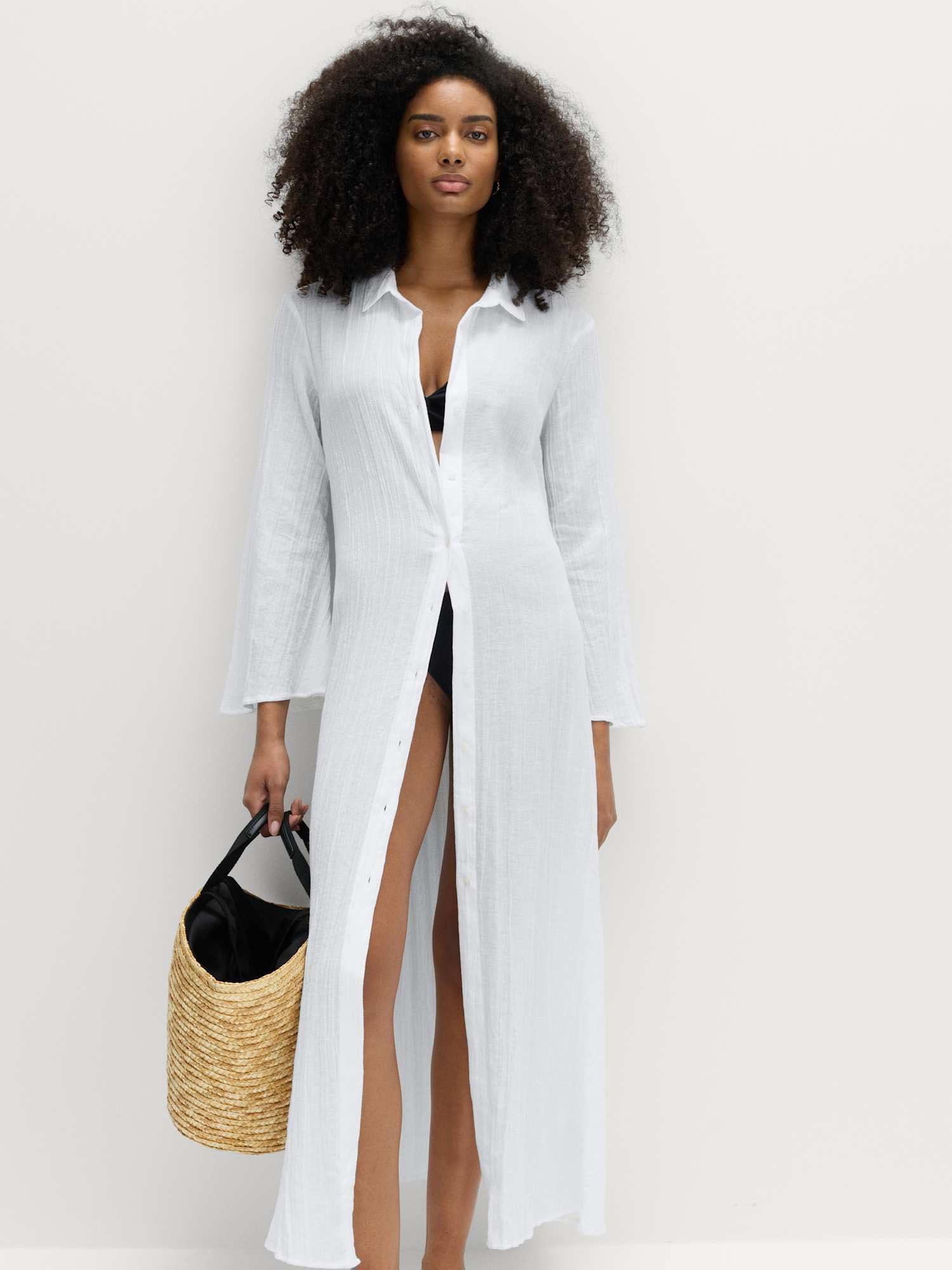 Marks & Spencer Robe Chemise midi en Coton avec Lin