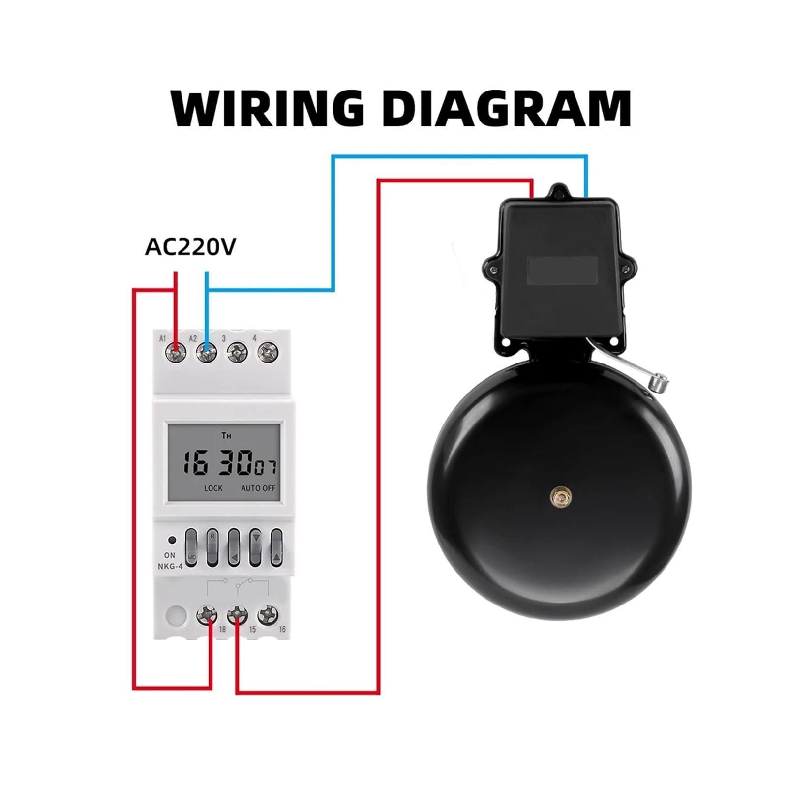 Timer for Guida DIN, regolatore Automatico del Timer for Campanello 220 V, Interruttore orario, Campanello for Fabbrica Scolastica, 40 Gruppi/Giorno