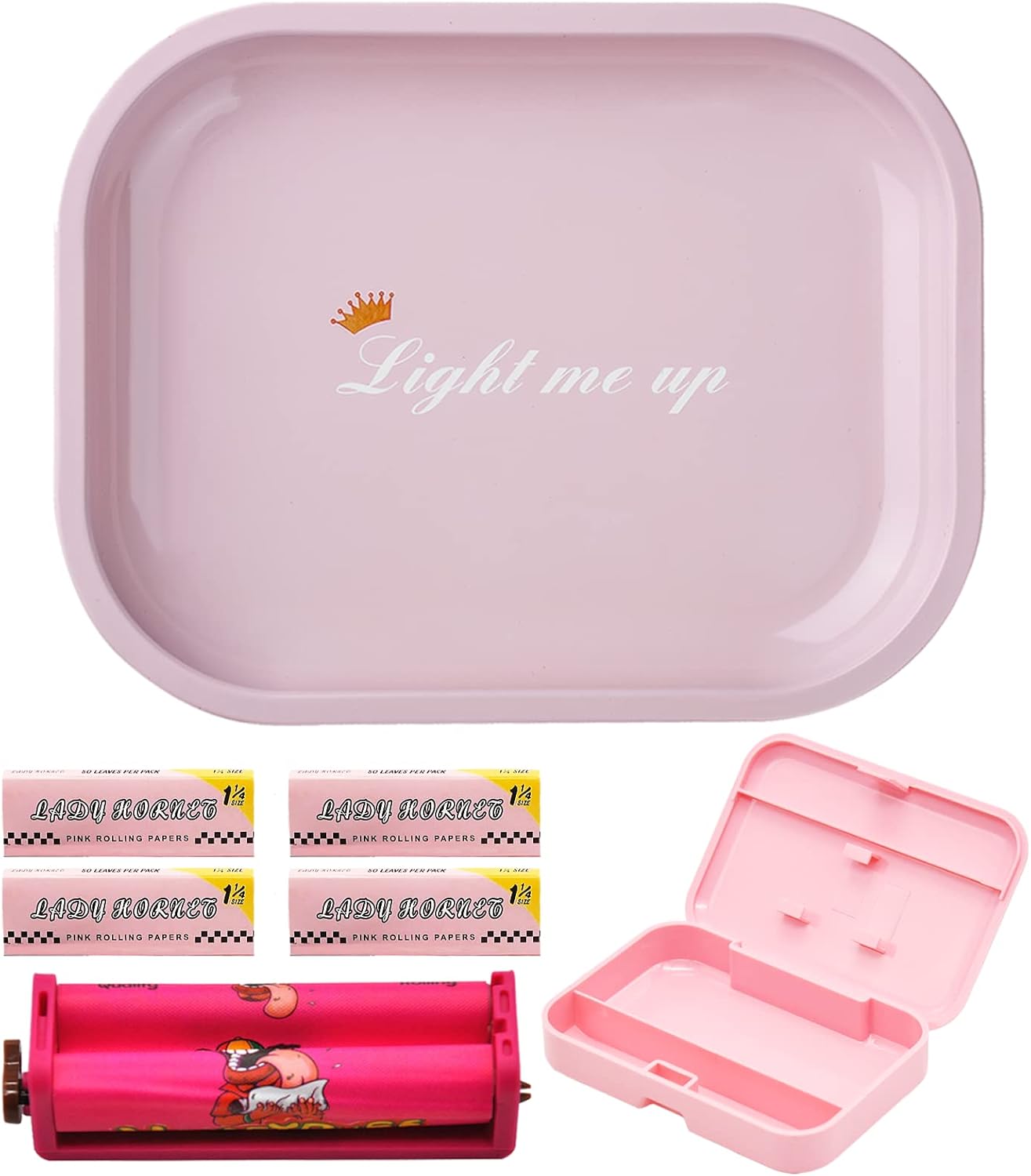 7Pcs Pink Rolling Paper Kit1 1/4 Pink Rolling Paper, 4