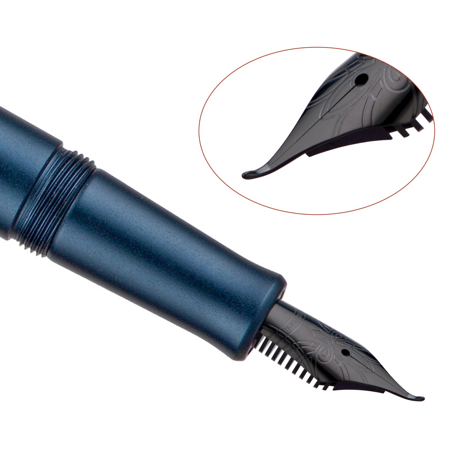 Hongdian M2 Black Forest Mini Fountain Pen, Curved Nib and Elegant Shape, Aluminium Short Travel Pen (Midnight Blue) - Image 3
