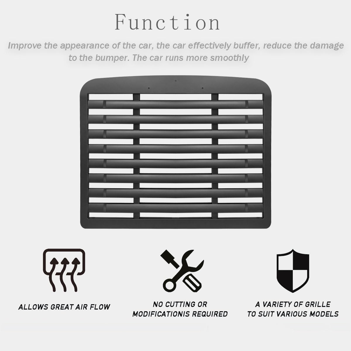 Front Black Grille Without Bug Screen Compatible With 1990-2020 Freightliner FL 112 120