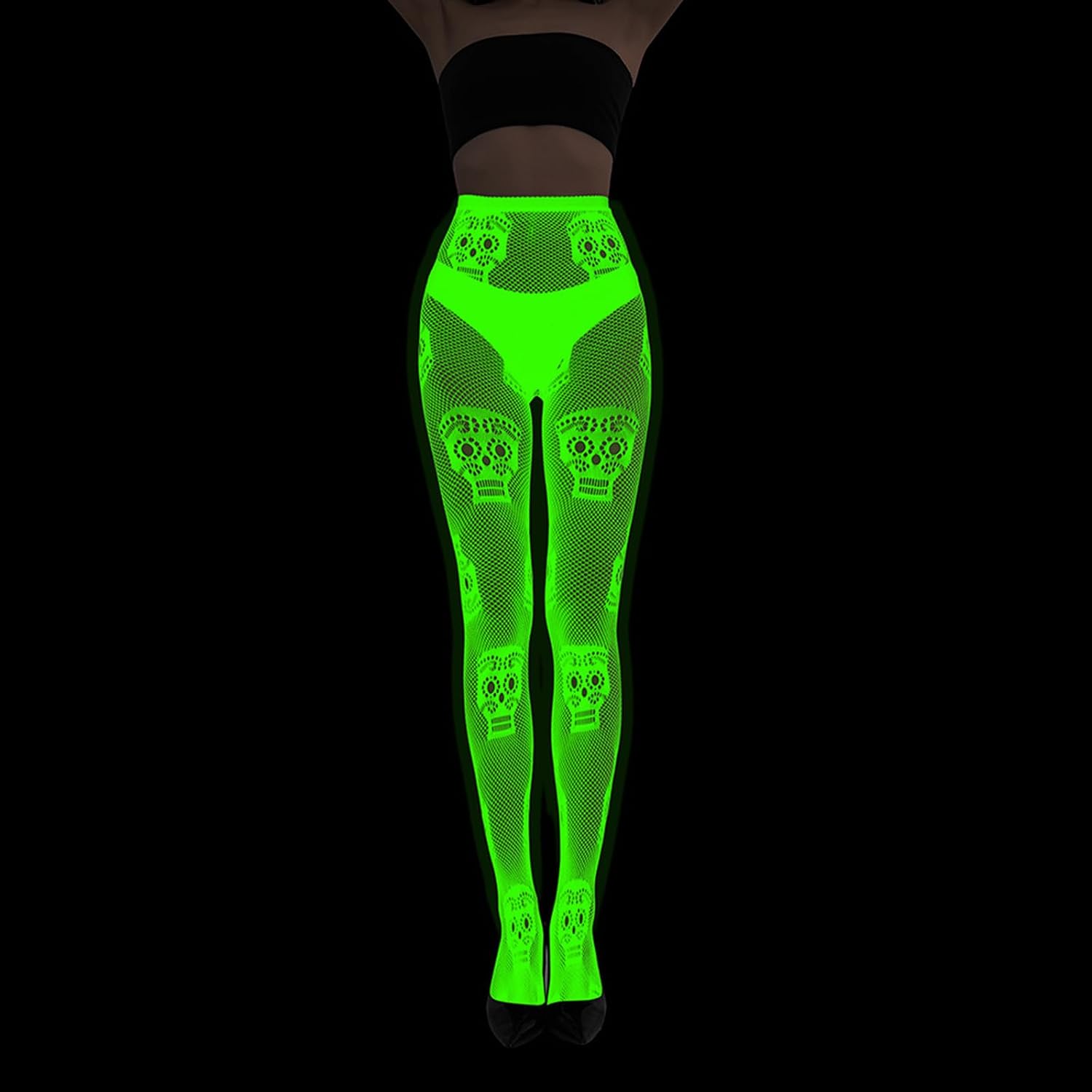 Pantyhose Stockings Spiderweb Skull Pattern Tights Halloween Mesh Socks Leggings Hosiery Glowing Hosiery