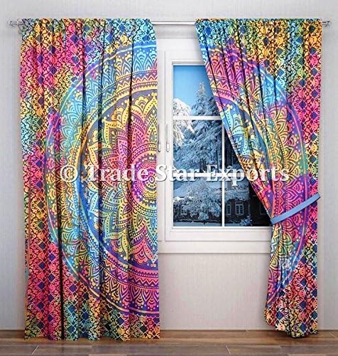 Trade Star 100% Cotton Set of 2 Panels Curtains Natural Dyed Curtain Tie Dye Curtains Beautiful Handmade Mandala Print Wall Drapes for Living Room Tapestry Curtains for Home Office Decor Door Curtain - Image 4