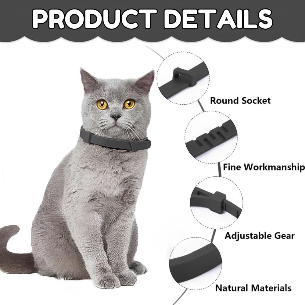 Calming Collar for Cats Pheromone 120 Day Anxiety Relief 4 Pack Adjustable Waterproof Breakaway Safety Buckle Helps Stop Spraying Scratching Meowing for Travel & Vet Visits (Grey) - image 4