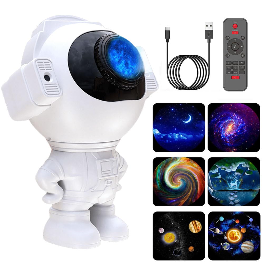 Lámpara de proyección de techo estrellada 3 colores de luz Proyector de luz de noche estrellada Luz de proyector de astronauta multifunción Compatible con para regalos de niños