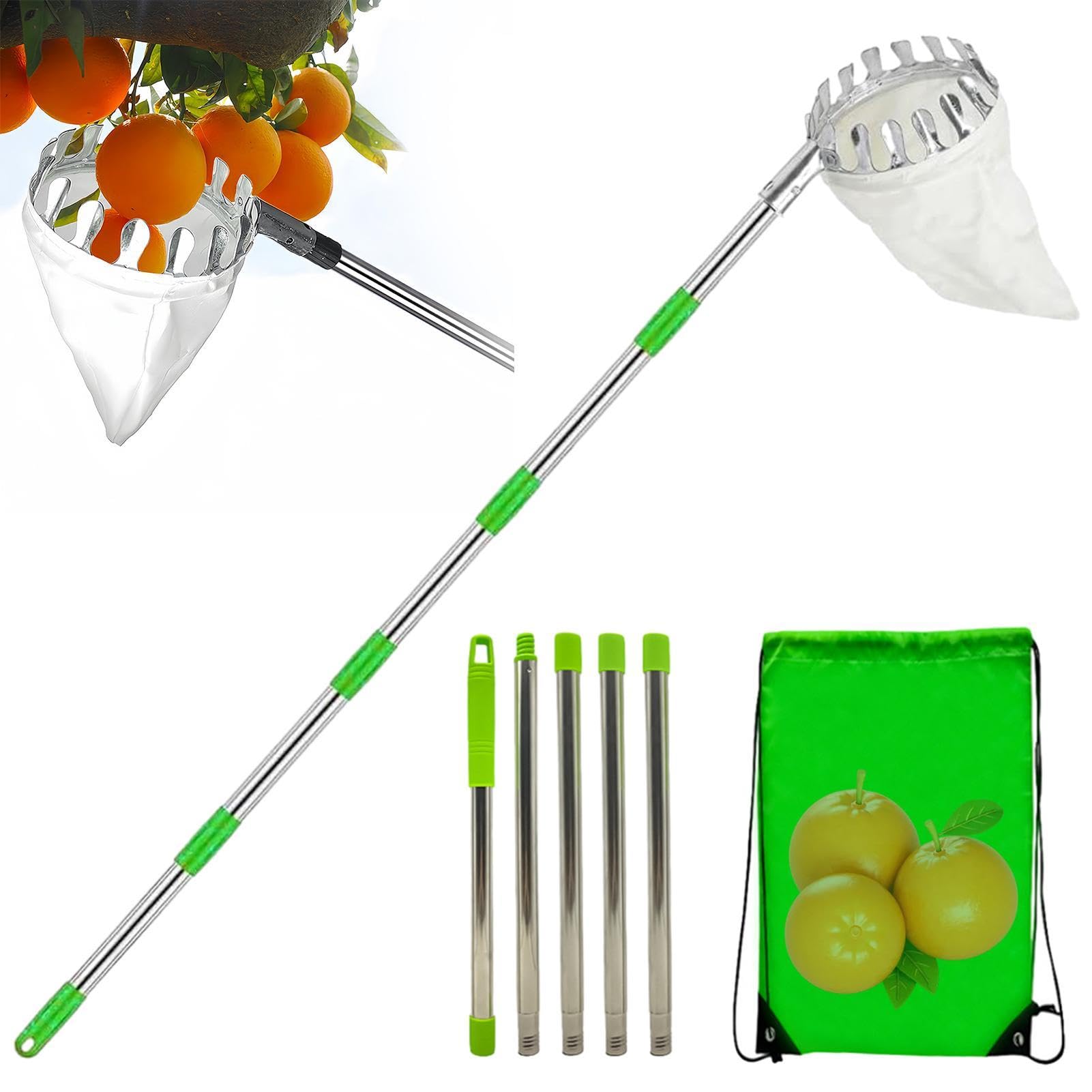 Fruit Picker - Fruit Picker Tool With Telescopic Handle, Long Handle Fruit Catcher Tool, High Altitude Portable Fruit Picker For Apple Mango Pear Orange Avocado