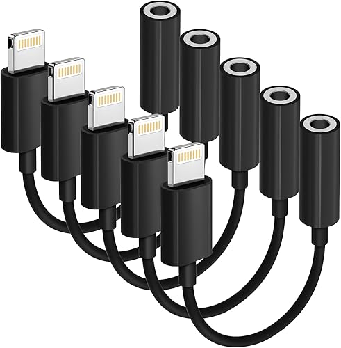 Miniatura 11 de Paquete de 3 adaptadores Lightning a conector de auriculares de 0.138 in con certificación MFi de Apple, para iPhone, adaptador auxiliar