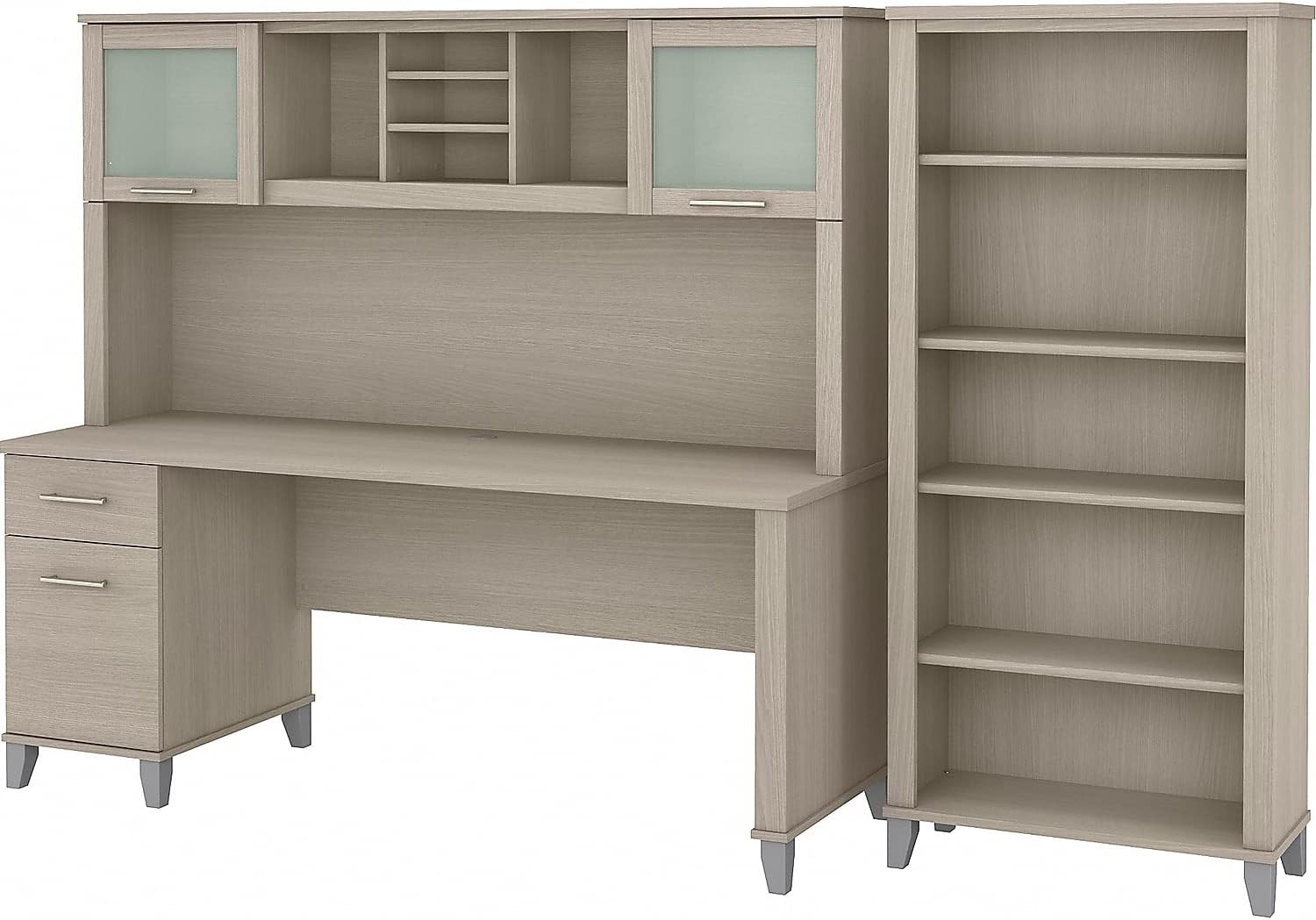 Bush Furniture Somerset Office Desk with Hutch and 5 Shelf