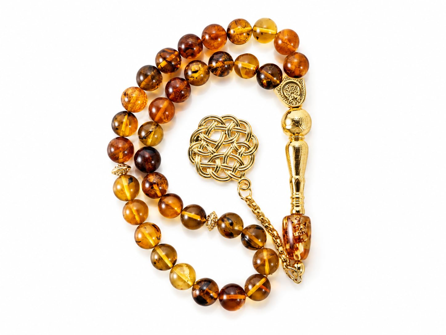 Tasbih aus natürlichem Bernstein, 33 Perlen, für Männer