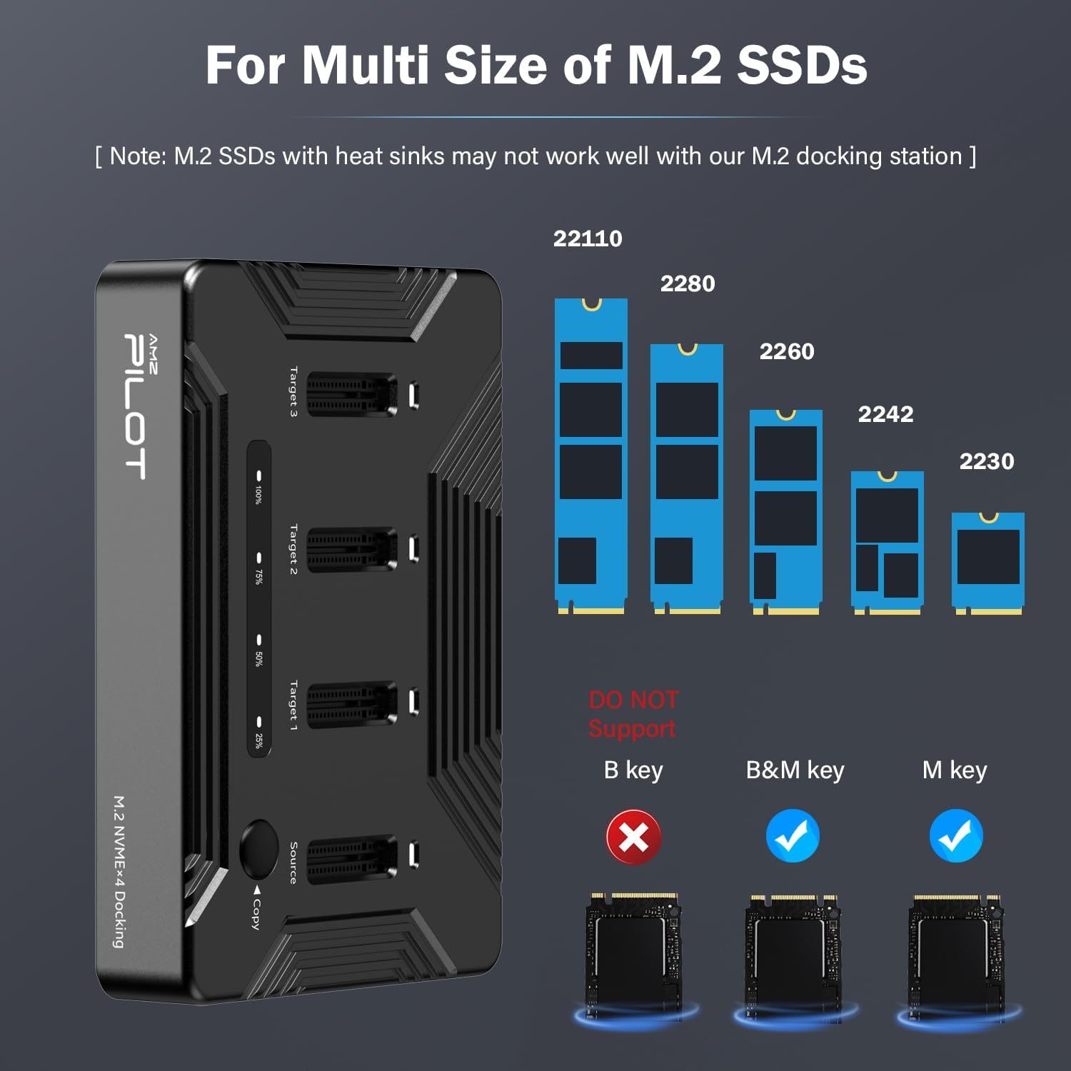 M.2 Duplicator Cloner Dual-Bay USB C to NVME SATA Docking Station + 4 Bays M.2 NVMe Duplicator Offline Cloner USB 4 Type C 40Gbps M.2 Copy Reader for (M Key, B+M Key) PCIE Dock
