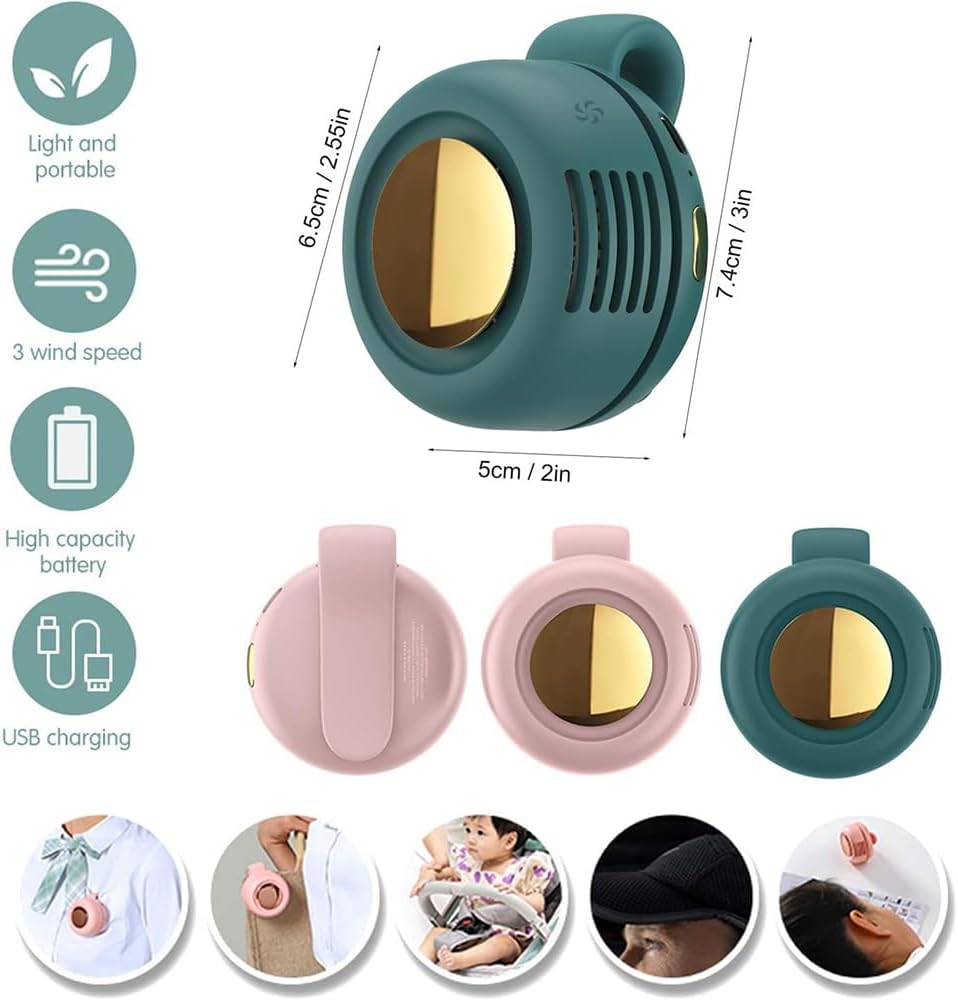 MYNCBD Instant Personal Cooling On-The-Go, Mini Waist Fan 3 Speeds Strong Airflow，360° Rotatable Small Personal Fan，Portable USB Rechargeable (B)