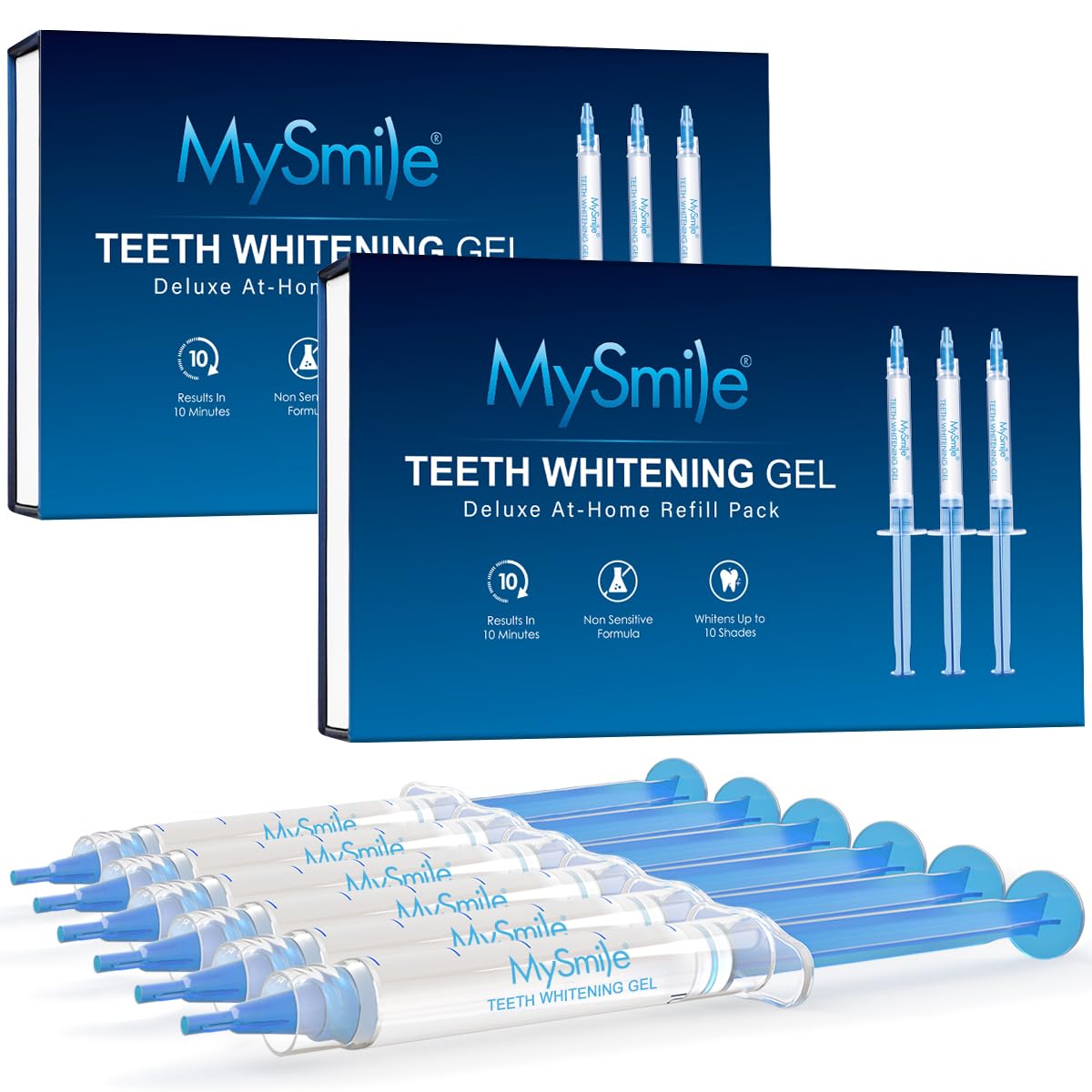 MySmile Teeth Whitening Gel Refills Pack, 6 Non-Sensitive Teeth Whitening Gel Pen, Teeth Whitener Dental Grade Tooth Whitening Gel for Tray, 10 min Fast Result Whitening