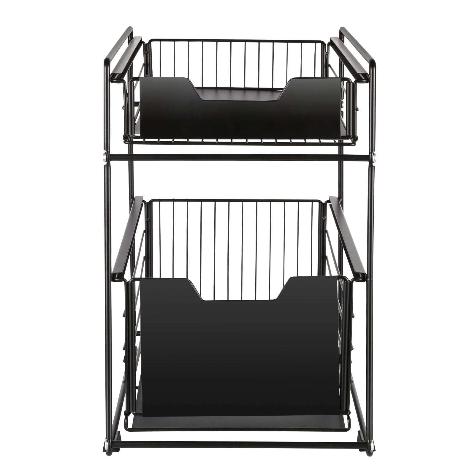 Almacenamiento bajo fregadero de 2 niveles, cajón de almacenamiento, cocina, cesta de almacenamiento deslizante, organizador de cocina de 2 niveles, organizador de cajones organizador-37,4 x