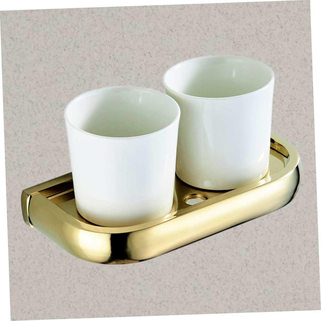 Cabilock Zahnbürstenbecherhalter Gold Messing in Wandmontierter aus Doppelbecherhalter mit Platzsparendem Design Glänzend Modisch für Badezimmer und Küche und Waschräume