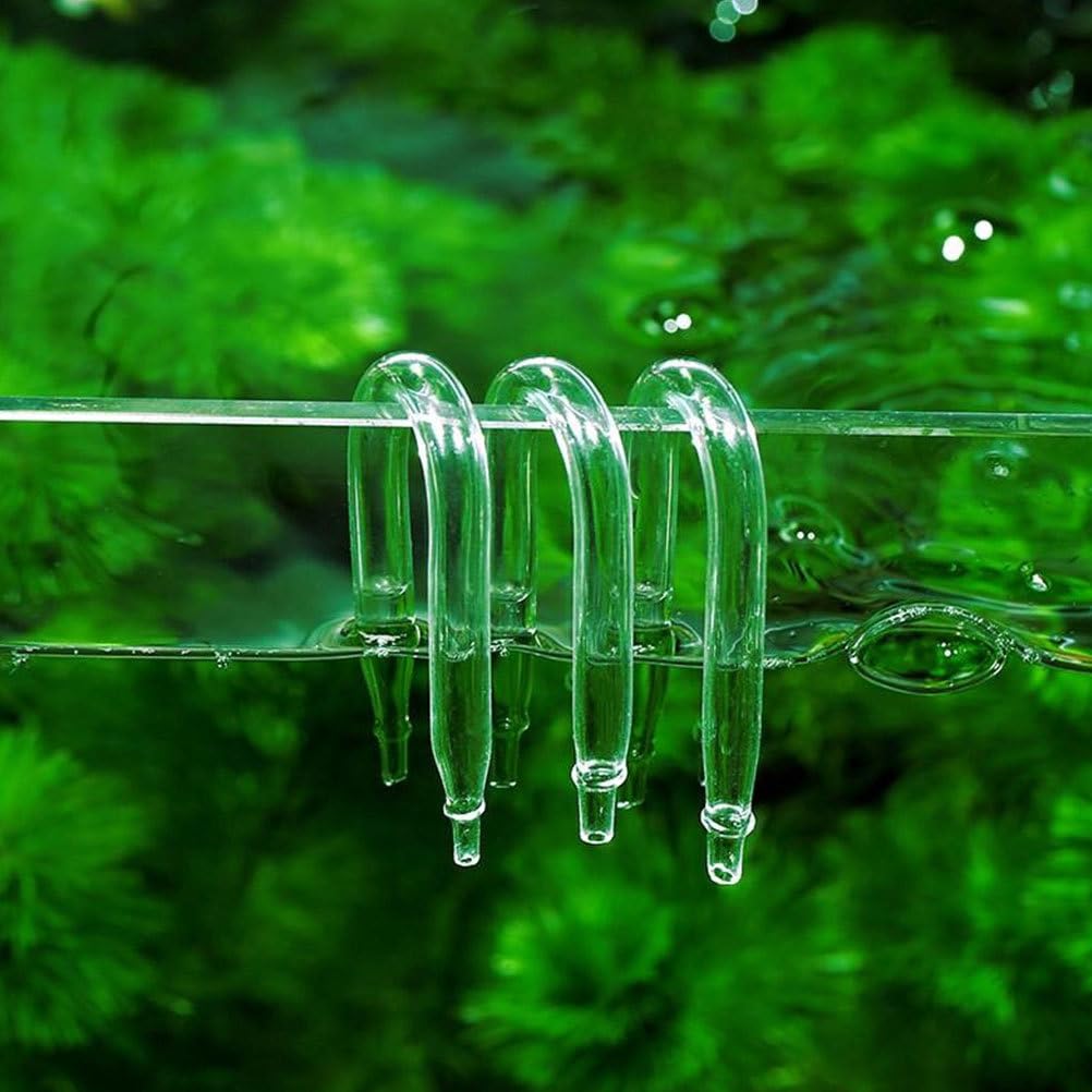 POPETPOP Difusor de CO2 para acuario en forma de U Tubo de vidrio de refinación de CO2 Tubo de dióxido de carbono Conector de manguera para acuario Fish Tank Accesorios de bomba de aire transparente