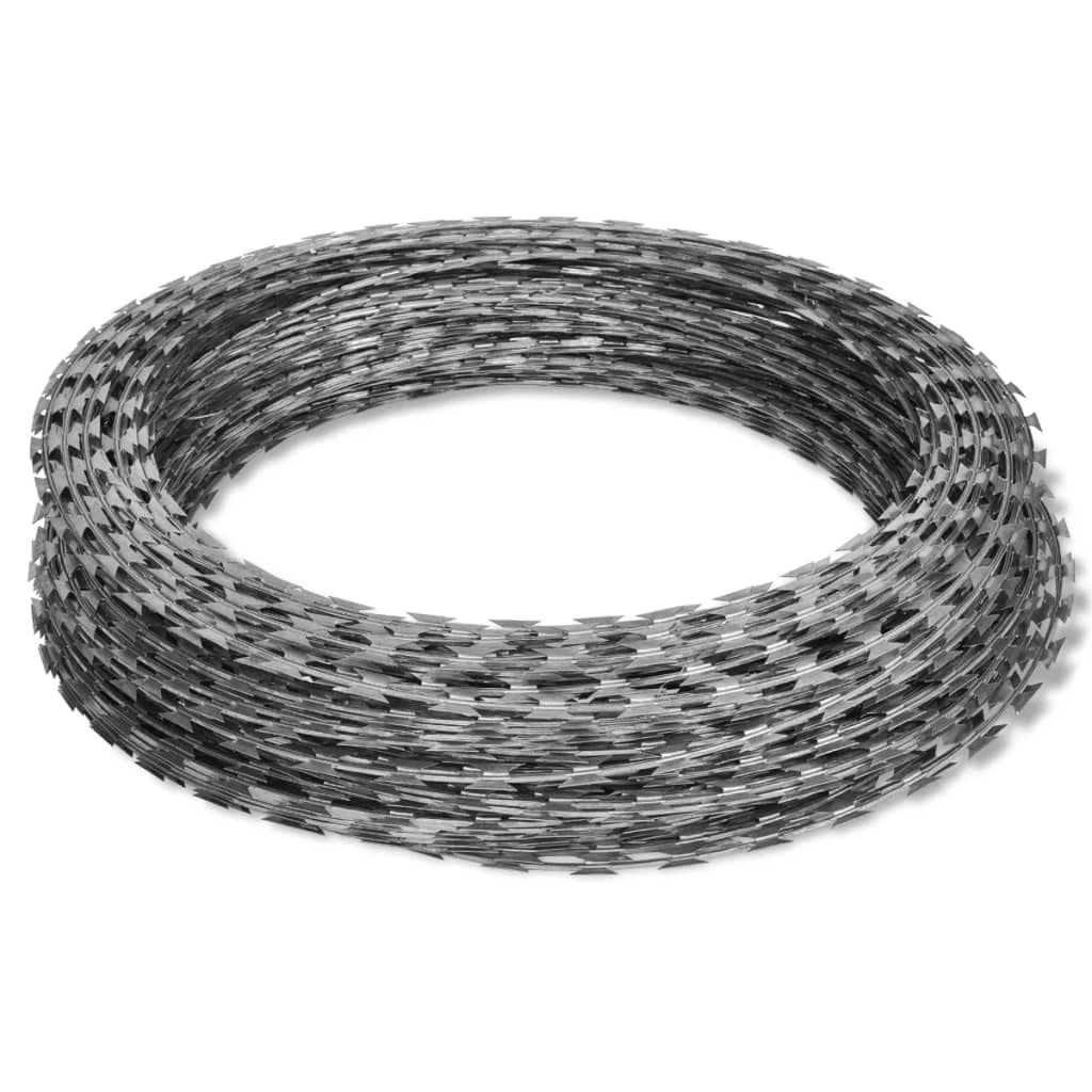 vidaXL Alambre de espino rollo helicoidal 2 uds acero galvanizado 100m