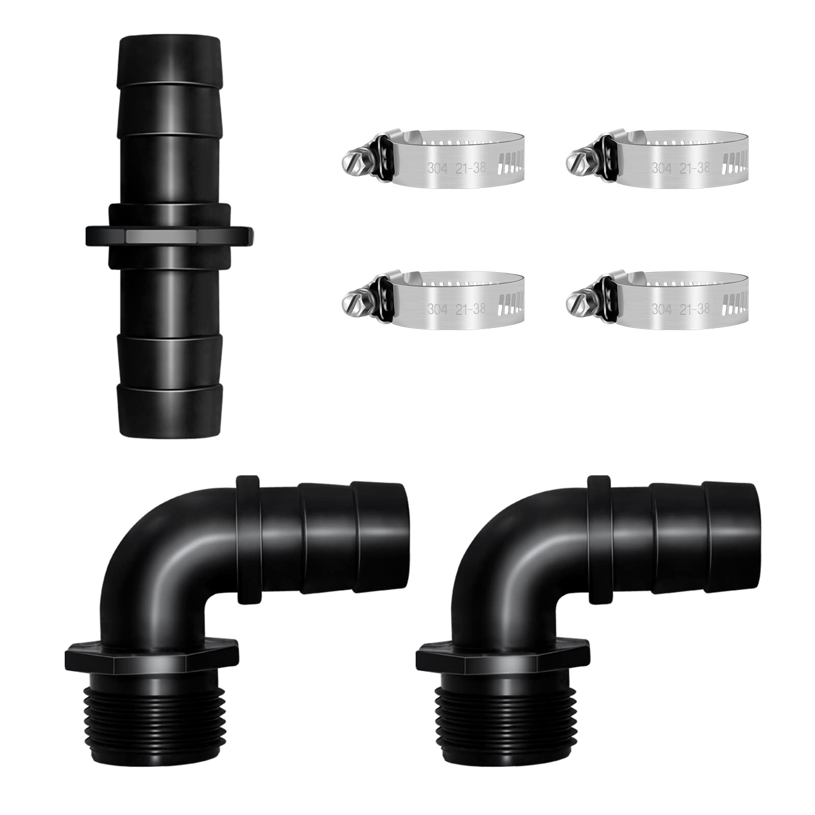 Longrun Hose Barb Elbow Fitting -8 Pieces Set, Black, Hose Fitting Kit-3