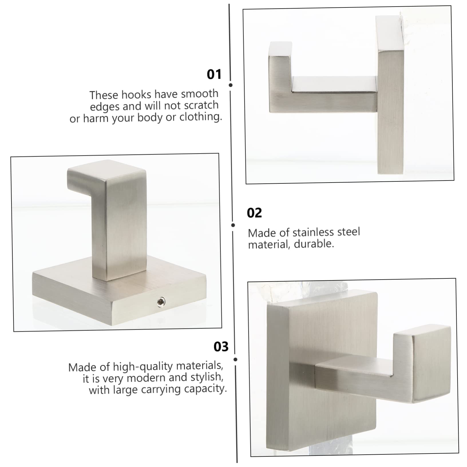 UKCOCO 2pezzi Gancio Da Muro Acciaio Inossidabile Gancio Per Asciugamani e Accappatoi Installazione Facile Su Superfici Lisce Design Moderno Per Bagno Cucina e Altri Ambienti Confezione