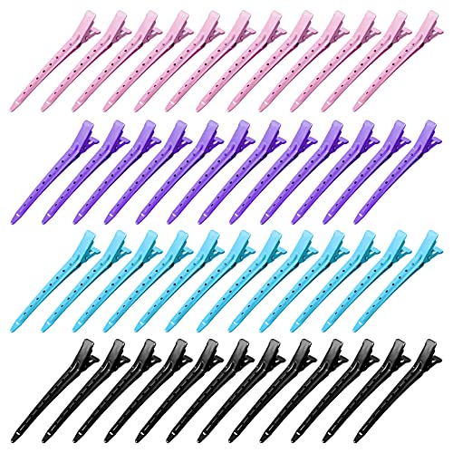 48 Pcs Duck Bill Clips, Bantoye 3.35 Inches Rustproof Metal Alligator Curl Clips With Holes For Hair Styling, Hair Coloring, 4 Colors #TOP11