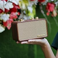Vista 4 de Altavoz Bluetooth vintage con radio AM/FM, graves ricos de 10 W y tiempo de reproducción de 10 horas, radio retro inalámbrica portátil con marco