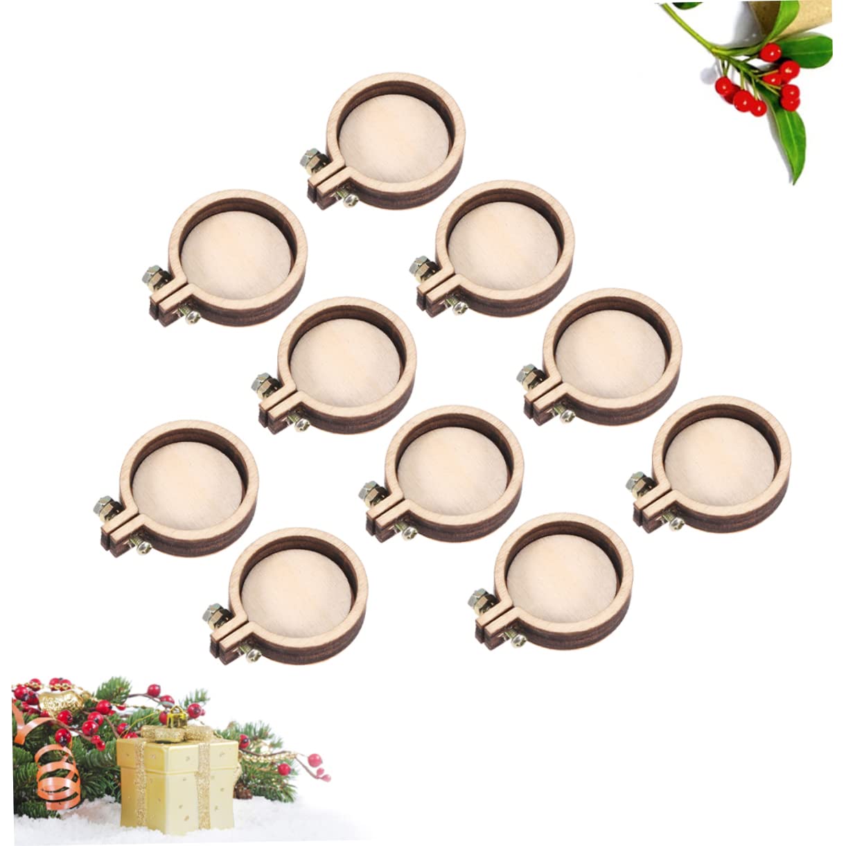 SEWACC 60piezas Aros De Madera Miniatura Para Bordado Marco Fijo De Accesorios Para Manualidades y Decoraciones