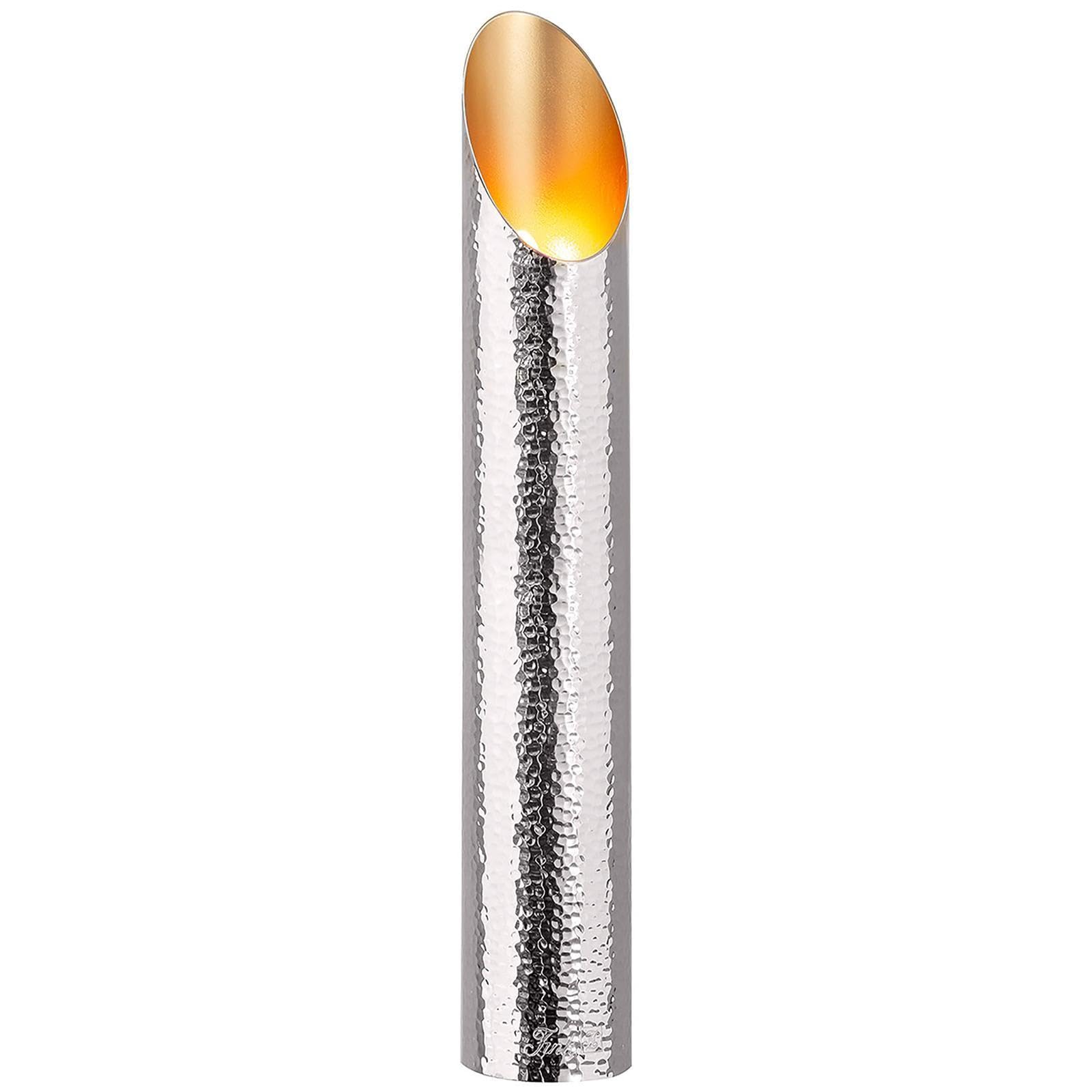 Fink gehämmerter Design-Teelichthalter 40 cm silberner Aluminium Kerzenhalter
