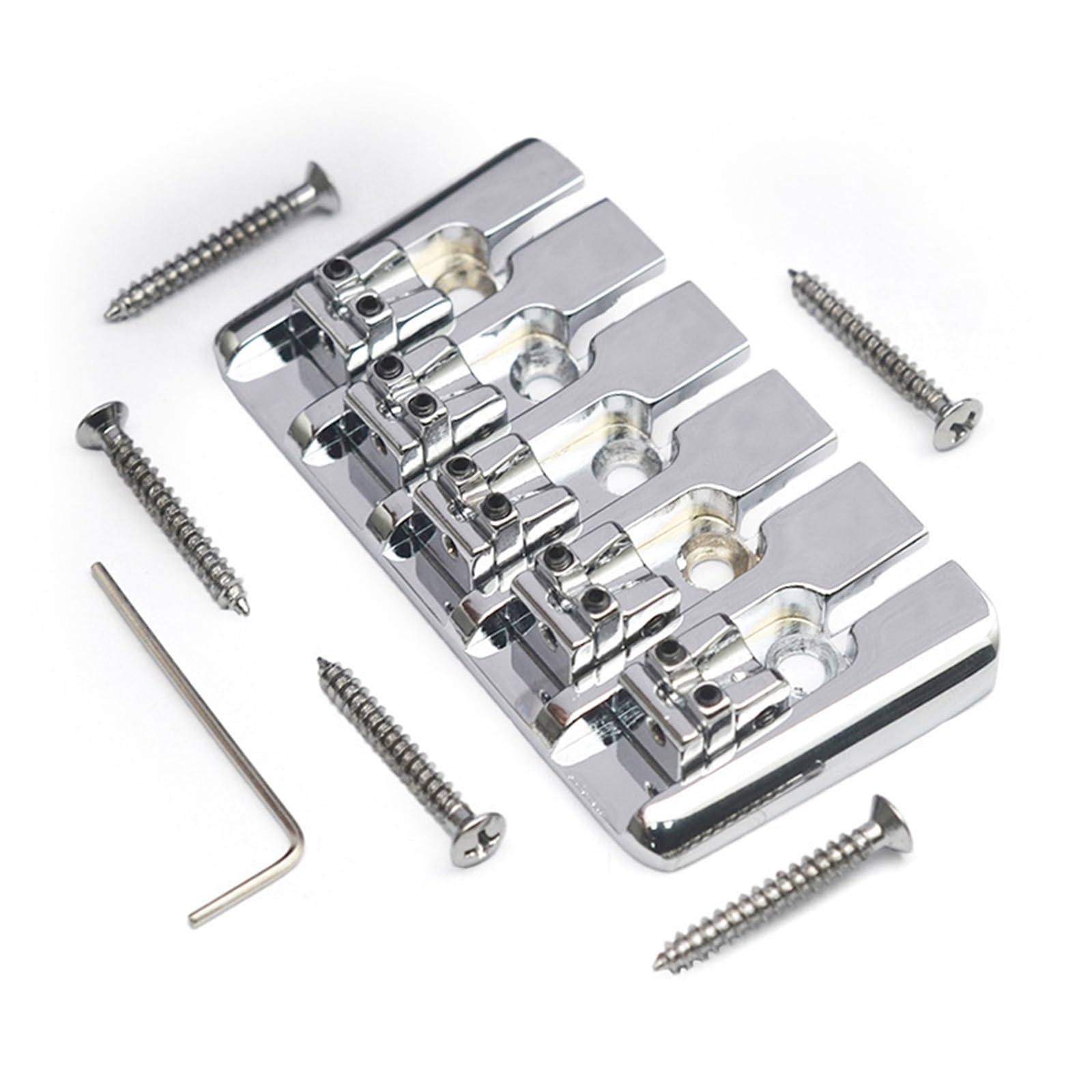 5 Strunowa Gitara Basowa Z Metalowym Mostkiem I Strunami Perforowanymi Z Tyłu(Silver)