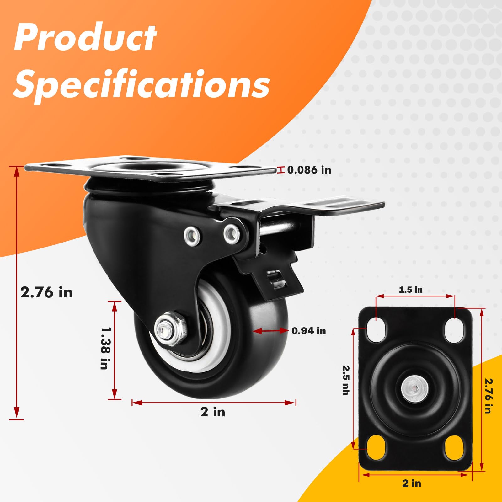 Set 4 Ruote Girevoli 100 mm Silenziose in Poliuretano Antitraccia, Alta Portata Rotazione 360° per Carrelli, Scaffali, Banchi da lavoro,Attrezzature | Leroy Merlin