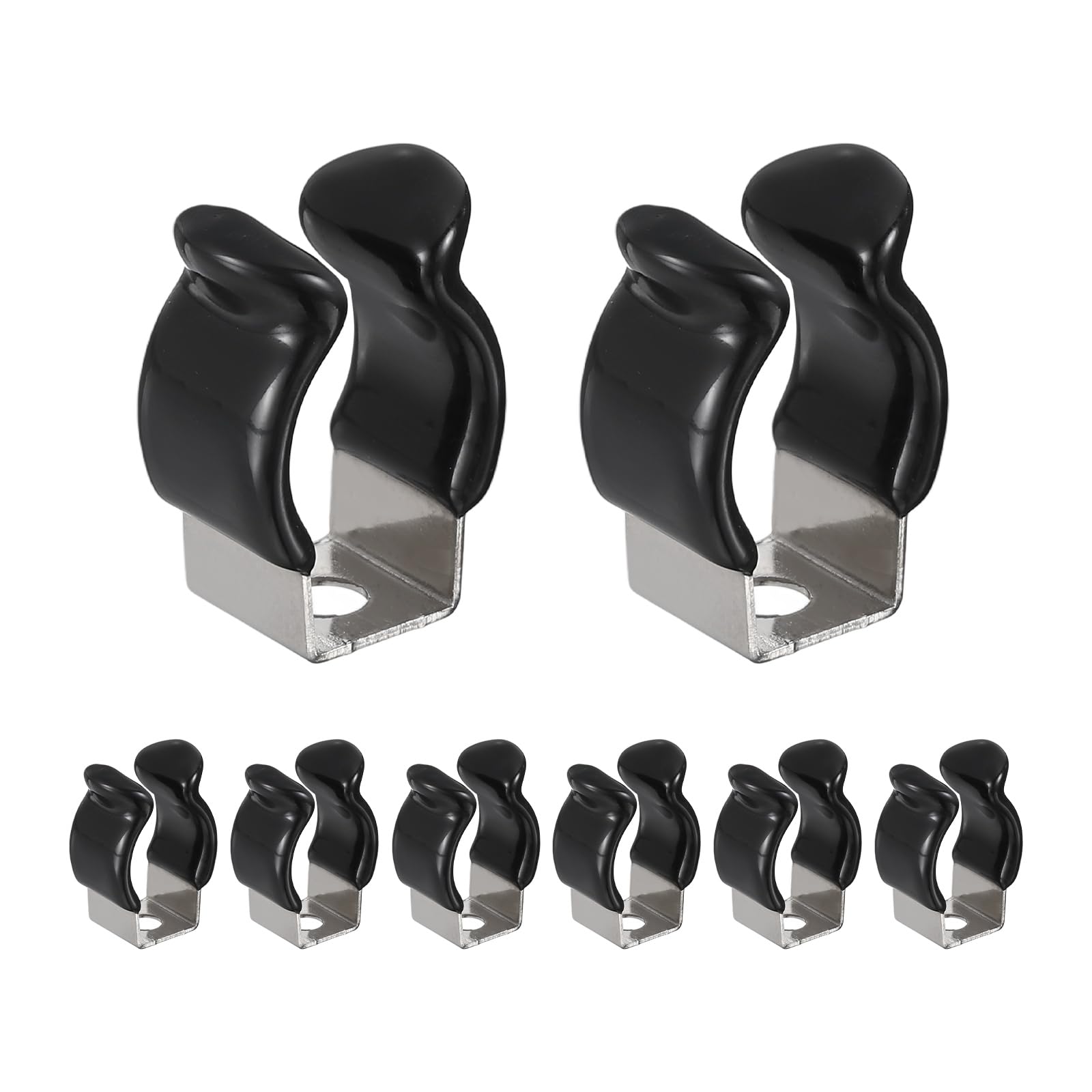 sourcing map 8Pcs T5 U Clips Holder Bracket, 304 Stainless Steel LED Fluorescent Tube Clip, Lamp Support Pipe Clamps for 10mm 3/8" Light Bulb Tube Rod Mounting Accessories, 27mm H, Black โ image 1