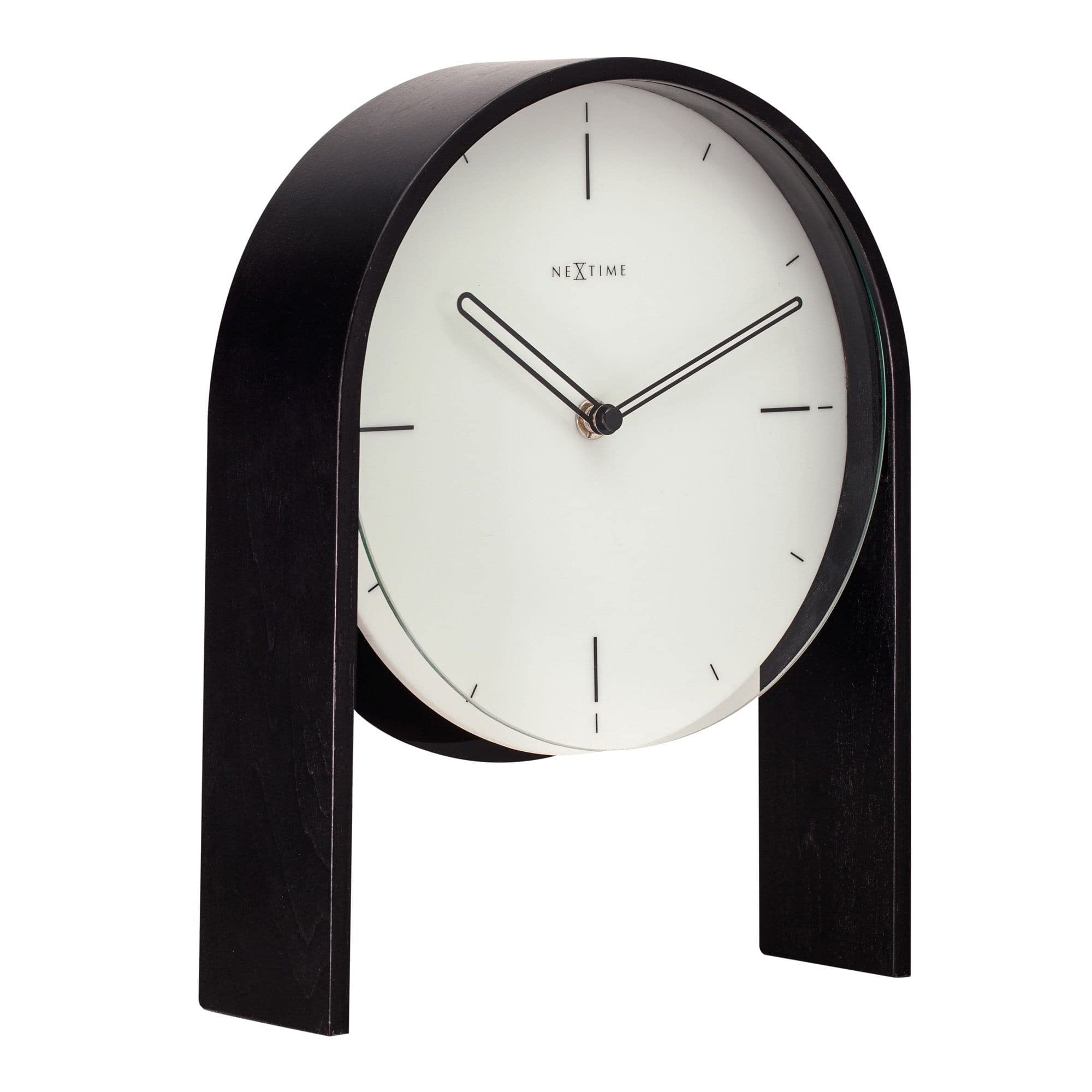 Niezwykły zegar stołowy NeXtime 5225WI Noa Table, bardzo elegancki i nowoczesny, wykonany z drewna, biały 27x21x6,5cm
