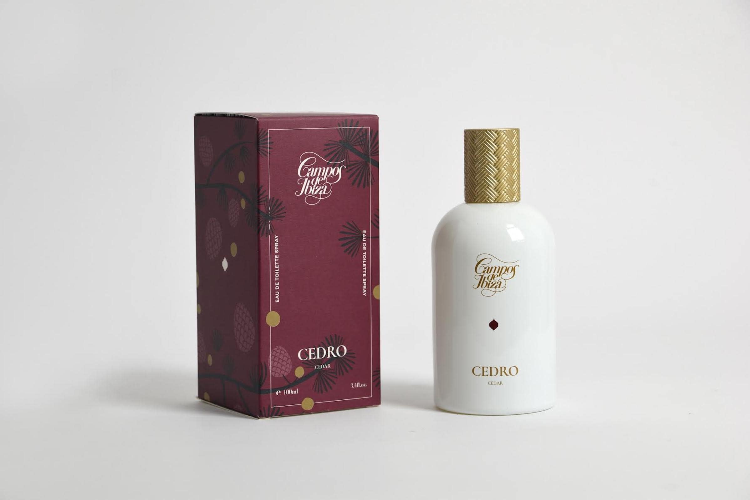 Women and Men Perfume CAMPOS DE IBIZA- Cedarwood, Sandalwood, Ginger and Cinnamon Essence Fragrance. A timeless eau de toilette with a lot of character. Gift box Bottle with Spray 100 ml (50 ml)