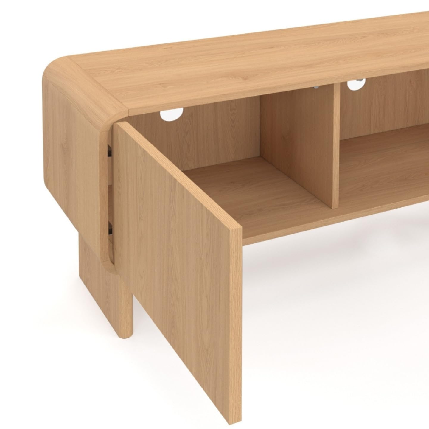 IDMarket - Meuble TV 140 cm Capucine 3 Portes façon hêtre Design Arrondi
