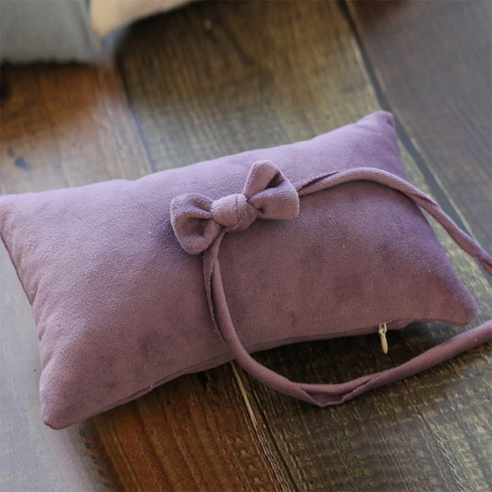 Zeroest Posing Pillows Newborn Photography Baby Posing Pillow Infant Photo Shoot Props Velvet Posing Pillow with Headband (Light Purple)