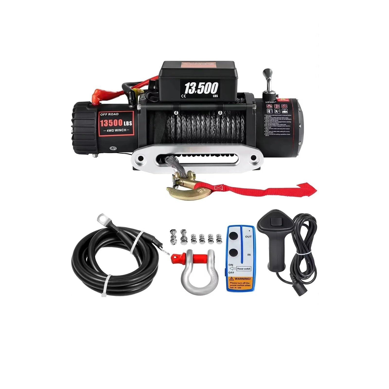 Elektryczna Wciągarka Wciągarka elektryczna 12 V 13500LBS, wciągarka do ciężarówki/ATV z liną syntetyczną i bezprzewodowym pilotem, do przyczepy terenowej 4X4 Wciągarki elektryczne