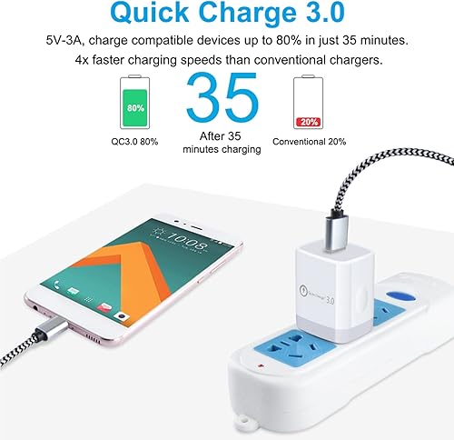 Miniatura 2 de Cargador rápido 3.0 de carga rápida para LG Stylo 4/5/6, LG G5 G6 G7 G8 G8X V20 V30 V40 V50 ThinQ, LG Velvet 5G Wing K51 K61 K71 K92 W41